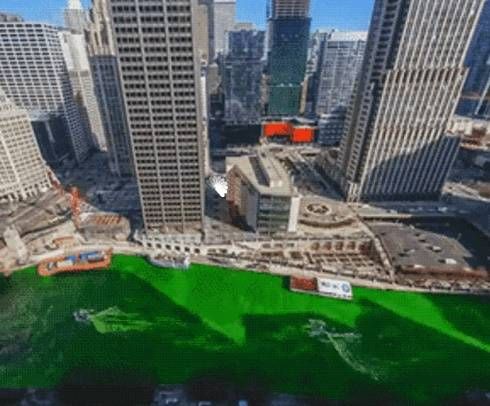 Time-lapse video shows Chicago River turning green for St. Patrick's Day