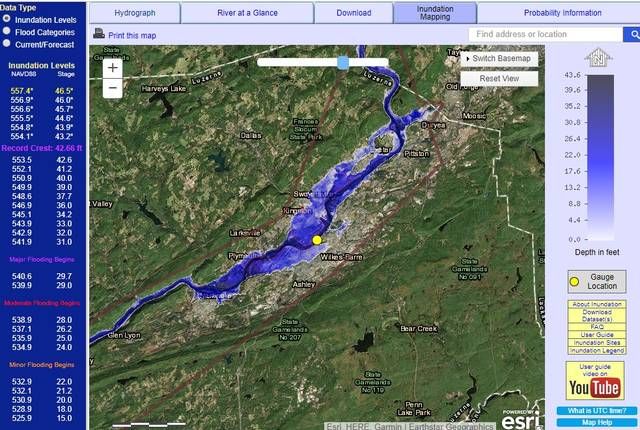 Susquehanna River Fishing Map How Far Underwater Would You Be? New Map Predicts Susquehanna River  Flooding | Times Leader