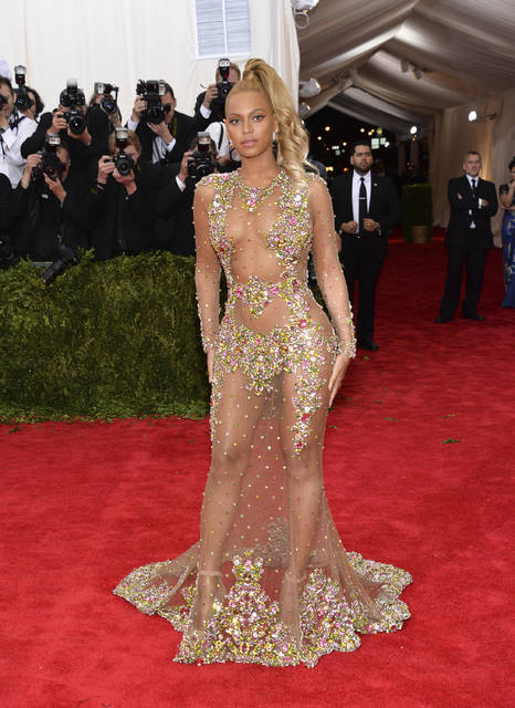 This May 4, 2015 file photo shows Beyonce Knowles at The Metropolitan Museum of Art&#8217;s Costume Institute benefit gala celebrating &#8216;China: Through the Looking Glass&#8217; in New York. 