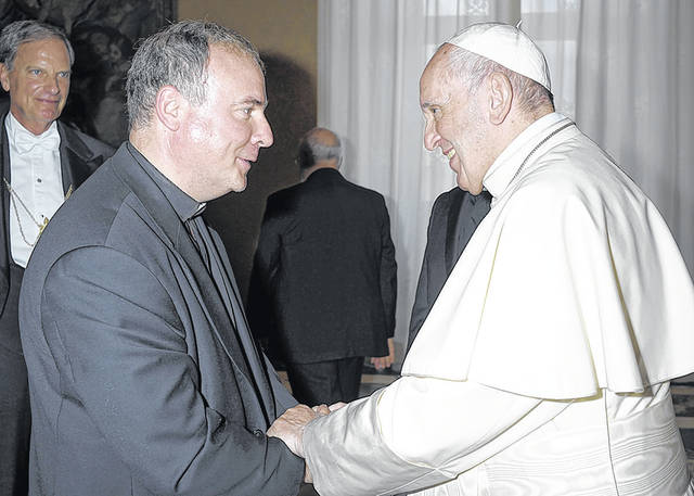 <p>While attending the Seventeenth General Chapter of the Oblates of Saint Joseph in Rome in 2018, the Most Rev. Paul McDonnell, OSJ had a private audience with Pope Francis while at the Vatican. Fr. Paul, a native of West Pittston, has been resigned and will be returning back to his native Greater Pittston.</p> <p>Submitted photo</p> <p>Tony Callaio | For Sunday Dispatch</p>