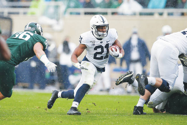 <p>Noah Cain’s strong first season was interrupted by an ankle injury suffered in October at Michigan State. He still set a school record for rushing touchdowns by a freshman.</p> <p>Al Goldis | AP file photo</p>