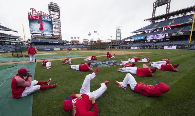  Five players for the Philadelphia Phillies have tested positive for COVID-19 at the teams spring camp in Florida, prompting the club to indefinitely close the complex. Matt Rourke | AP file photo 