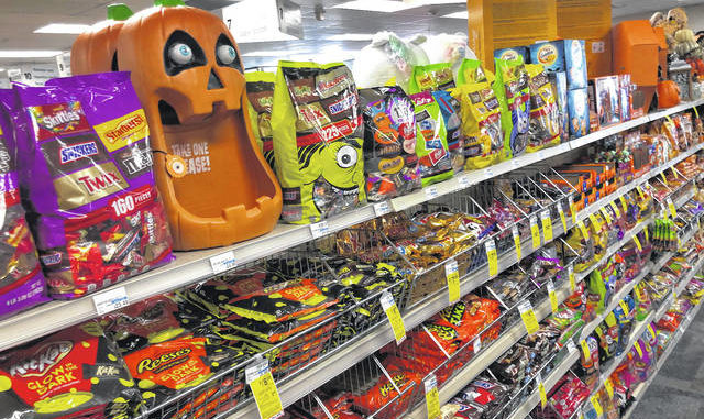  Halloween candy and decorations are displayed at a store Wednesday in Freeport, Maine. U.S. sales of In this year of the pandemic, with trick-or-treating still an uncertainty, Halloween candy were up 13% over last year in the month ending Sept. 6, according to data from market research firm IRI and the National Confectioners Association. AP photo 