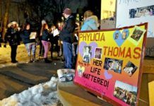 
			
				                                One of the signs displayed at the 2018 vigil for Phylicia Thomas, who has been missing since Feb. 11, 2014.
                                 Times Leader File Photo

			
		