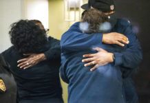 
			
				                                People hug after learning that their loved one is safe after a shooting inside a FedEx building Friday, April 16, 2021. Multiple people were shot and killed in a late-night shooting at a FedEx facility in Indianapolis, and the shooter killed himself, police said.(The Indianapolis Star via AP)
 
			
		