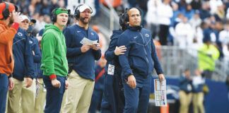 
			
				                                Penn State coach James Franklin, right, brought in offensive coordinator Mike Yurcich, center, last winter to help attract top quarterback talent to the Lions. They did just that on Wednesday, signing Ohio five-star Drew Allar as well as Central York standout Beau Pribula.
                                 Barry Reeger | AP file photo

			
		