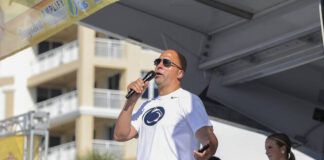 
			
				                                Penn State coach James Franklin speaks to a crowd at Clearwater Beach ahead of Saturday’s Outback Bowl in Tampa. Franklin and his staff have their work cut out for them, as they will be missing seven starters for the game.
                                 Arielle Bader | AP photo, Tampa Bay Times

			
		