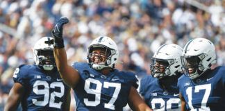 
			
				                                Penn State defensive tackle PJ Mustipher (97) had his senior season derailed by a serious injury, but he announced Tuesday he will use his extra year of eligibility to return for 2022 to lead the Nittany Lions defense.
                                 Barry Reeger | AP file photo

			
		