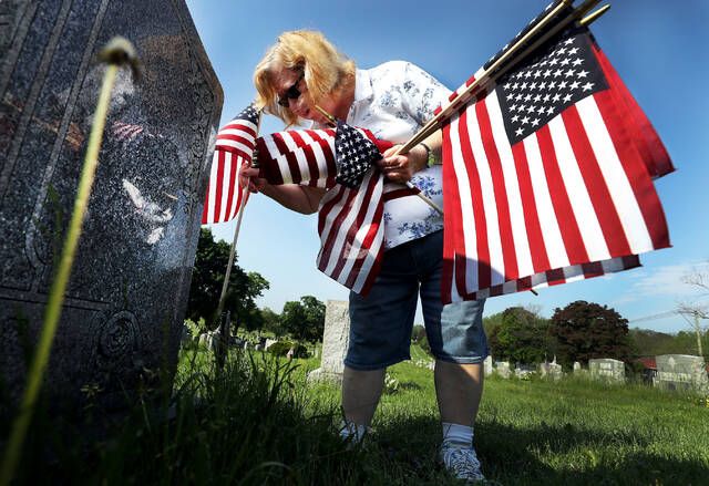 

<p>Louise Adams, 69, of Hanover puts a new flag on the veteran’s grave at St. Mary’s Cemetery on Saturday in Hanover.</p>
<p>Fred Adams |  For Times Leader</p>
<p>“srcset =” https://s24526.pcdn.co/wp-content/uploads/2022/05/128534969_web1_flags2_faa.jpg.optimal.jpg “sizes =” (- webkit-min-device-pixel-ratio: 2) 1280px , (min-resolution: 192dpi) 1280px, 640px “class =” entry-thumb td-animation-stack-type0-3 “style =” float: left;  width: 200px;  margin: 3px; “/></a></p>
<p><small class=