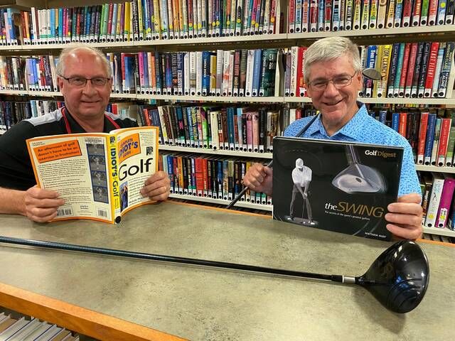 Jim Coles, left, and Edward Steinmetz are returning as co-chairs for the second annual North Pocono Public Library golf tournament. 
                                 Submitted