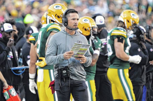 Green Bay Packers head coach Matt LaFleur on the sideline in the