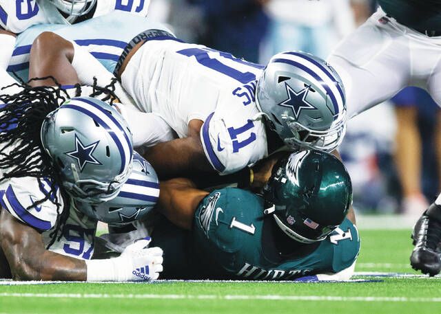 Dallas Cowboys linebacker Micah Parsons (11) is seen during the first half  of an NFL football