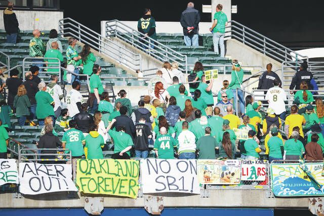 A's fans protest at Coliseum in first game since Vegas announcement