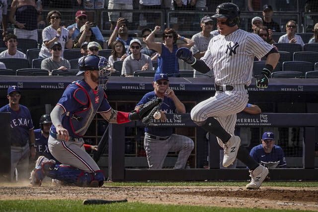 Bader's 2-run double in 8th bails out Yankees after Cole's short start –  Trentonian