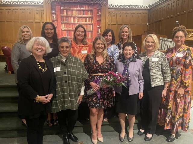 
			
				                                The 2023 ATHENA winner, Lindsay Griffin-Boylan, center, is shown with past winners of the prestigious award. First row, from left: Lissa-Bryan Smith, Judy Ellis, Lindsay Griffin-Boylan, Sue Kluger, Mary Erwine, Tara Mugford-Wilson. Second row, from left: Kathi Bankes, Zubeen Saeed, Liz Graham, Ruth Corcoran, Barbara Maculloch.
                                 Bill O’Boyle | Times Leader

			
		