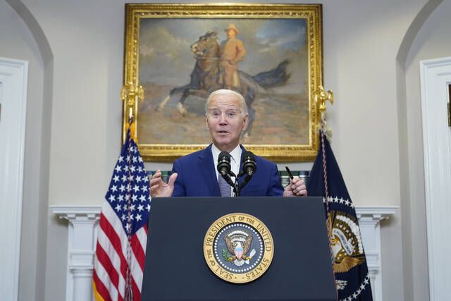 <p>President Joe Biden speaks in the Roosevelt Room of the White House on Sunday in Washington.</p>
                                 <p>AP photo</p>