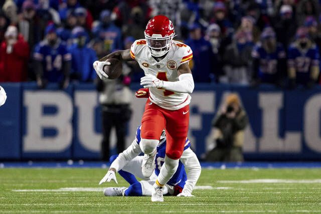 Kelce scores twice and Chiefs beat Bills 27-24 to advance to face Ravens in AFC  championship - Times Leader