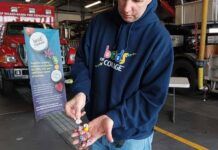 
			
				                                Wilkes-Barre City firefighter Tom Heffer shows off the beads that he keeps with him while on duty.
                                 Margaret Roarty | Times Leader

			
		
