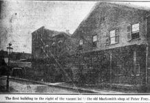 
			
				                                Peter Frey’s blacksmith shop at East Market and Canal streets, Wilkes-Barre. Picture published Wilkes-Barre Record April 20, 1918.
 
			
		
